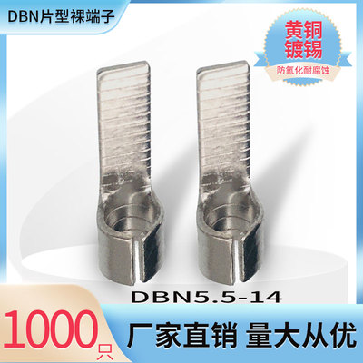 DBN5.5-14片型冷压裸端子片形铜鼻子线耳接线头插片式插针式黄铜