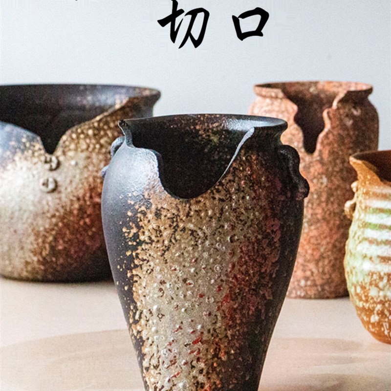 高切口多肉花盆缺口粗陶多肉植物紫砂陶瓷特大陶罐法师小老桩花盆