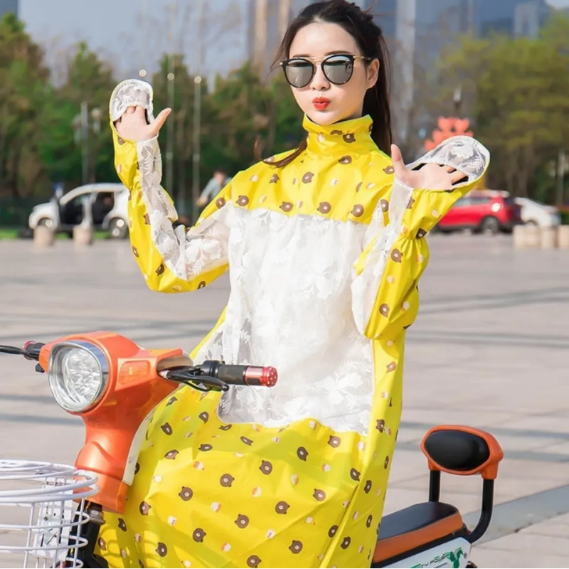 推荐热天开摩托车的防晒衣加长款专用新款骑电动车服夏季女全身紫