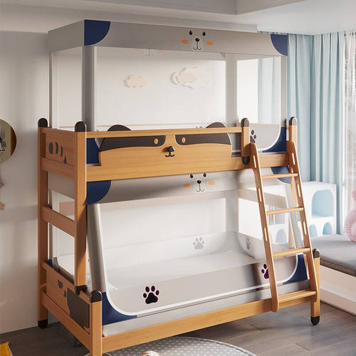 一棉缘蚊帐子母床蚊帐上下铺儿童梯形床帘家用防尘防摔双层高低床