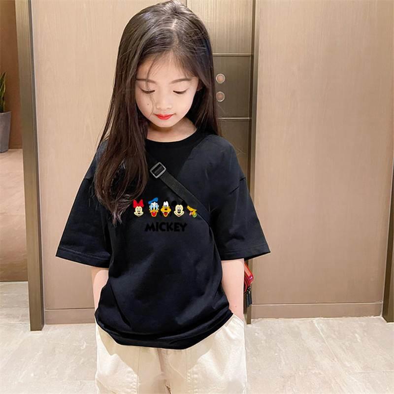 儿童纯棉短d袖T恤2023夏季新款韩版中大童洋派女童宽松刺绣;.&r;
