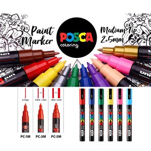 Uni Posca Acrylic Paint Marker Pen Set PC 1M PC 3M PC 5M PC