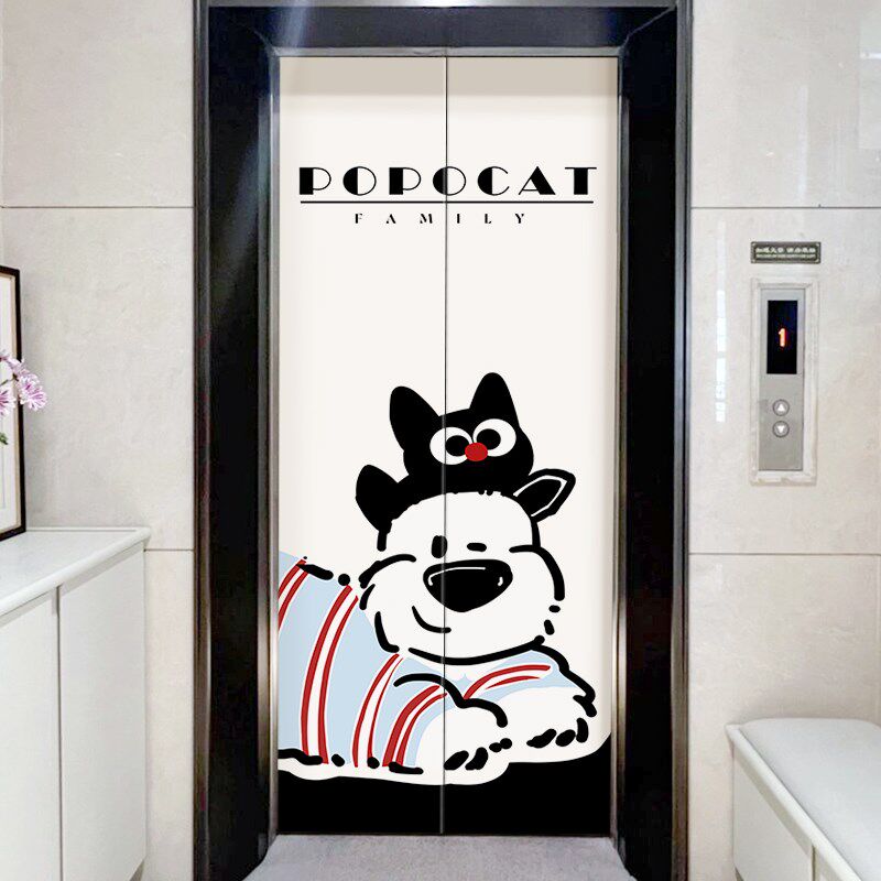 电梯门贴纸高级感卡通装饰门贴自粘防水入户电梯贴膜一梯一户贴画,家居饰品,门贴,淘宝优惠券,粉丝福利购,淘宝优惠卷