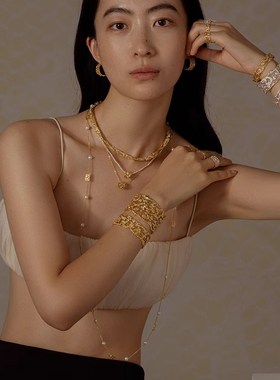 董洁推荐蕾丝系列项链女气质典雅珍珠锁骨链圆环新款毛衣链2025年