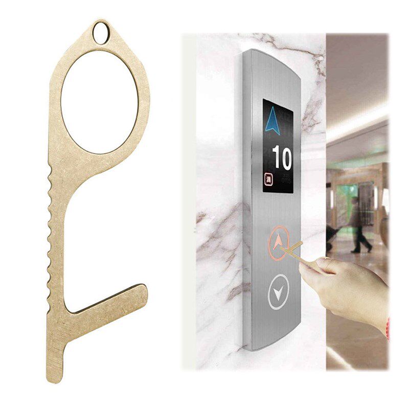 Contactless Safety Door Opener Brass Key Handle Clean Hygien