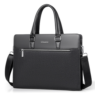 带水杯位潮牌男士公文包手提包通勤斜挎包揹包横款电脑包商务男包