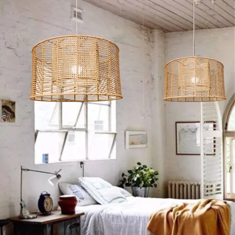 手工编织麻绳灯罩乡村复古工业风个性创意餐厅网咖啡厅酒吧灯罩