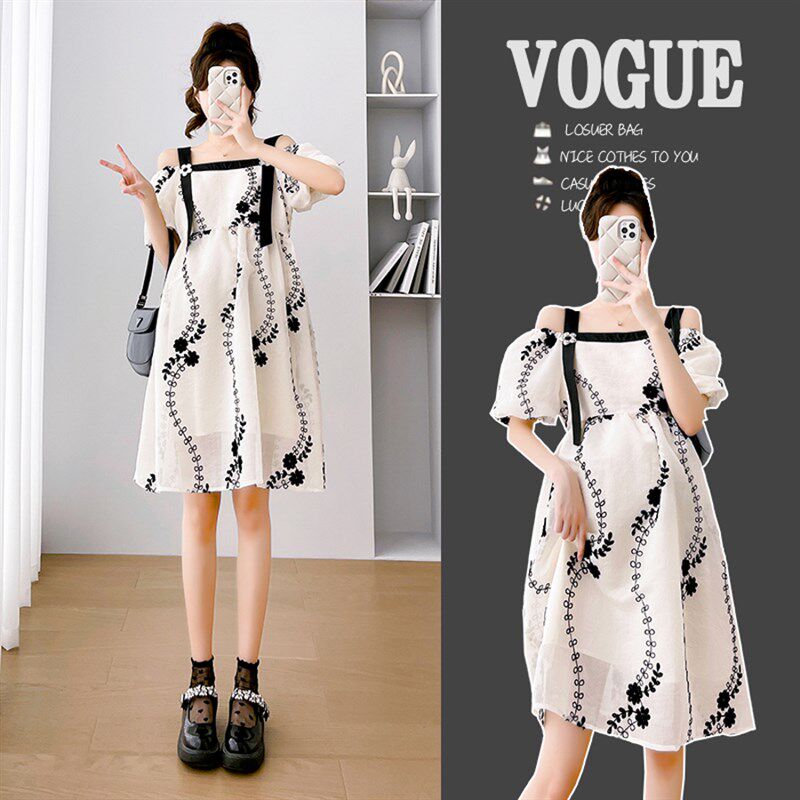 孕妇连衣裙夏装2023新款夏款时髦洋气孕期穿搭女潮妈遮肚长裙网红