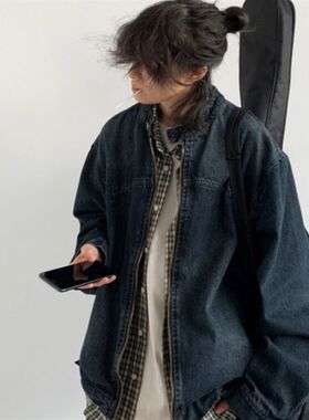 2024新款春季日系复古水洗牛仔外套男女款做旧宽松百搭休闲夹克男