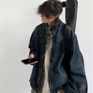 2024新款春季日系复古水洗牛仔外套男女款做旧宽松百搭休闲夹克男