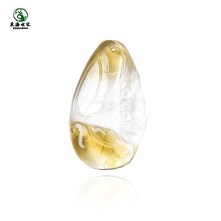 黄水晶吊坠女男黄色水晶原石雕刻件项坠挂件情侣水晶锁骨链项链