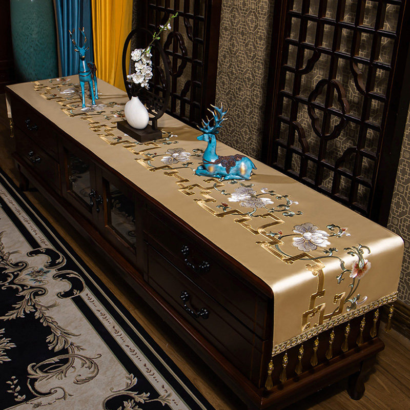 茶几布电视柜巾新中式桌布餐桌垫布艺盖巾客厅家用长方形台布桌旗,居家布艺,桌布,淘宝优惠券,粉丝福利购,淘宝优惠卷