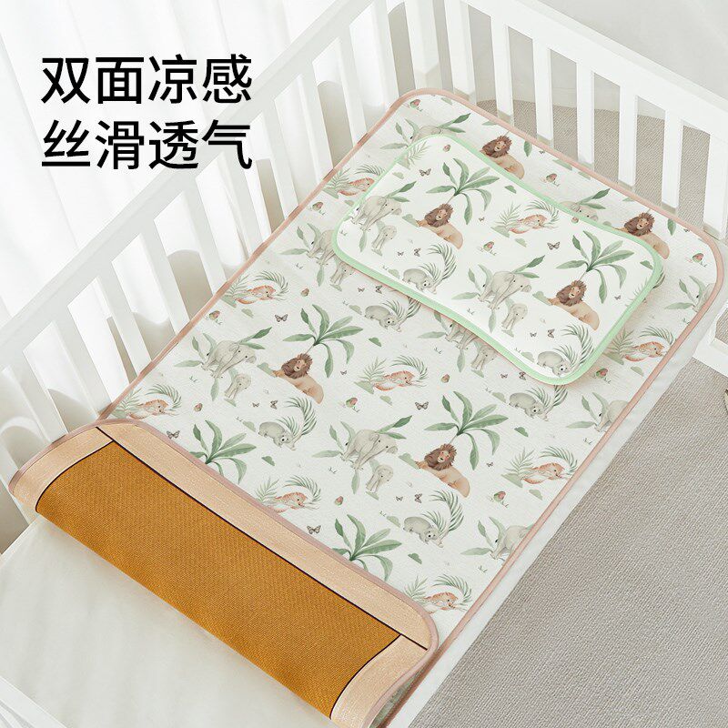 婴儿凉席宝宝冰丝a类席子睡垫儿童拼接床幼儿园午睡草席夏季