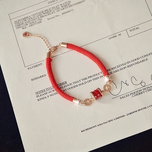 本命年红绳陶瓷手链女韩版手镯编织简约个性闺蜜转运手绳猪年礼物