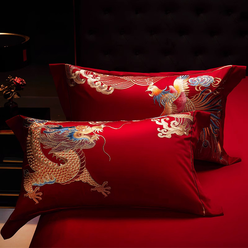 中式大红龙凤刺绣全棉婚庆四件套结婚礼喜被陪嫁床上用品,床上用品,婚庆床品套件,淘宝优惠券,粉丝福利购,淘宝优惠卷