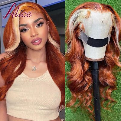 速发Alice Ginger Blonde Body Wave Lace Frontal Human Hair Wi