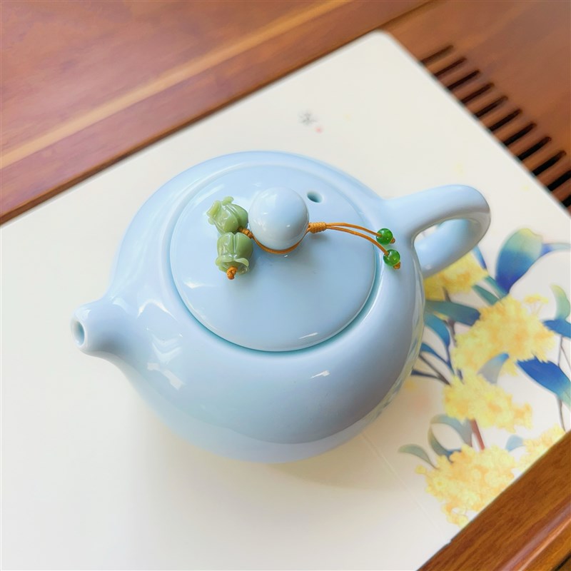 茶壶吊坠铃兰花紫砂壶小提溜吊坠挂件配饰挂绳壶盖盖钮装饰品