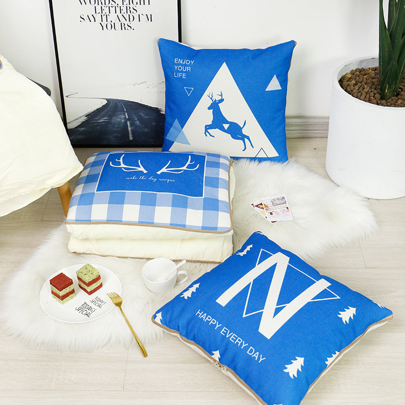 北欧风汽车抱枕被子两用多功能办公室靠枕沙发R靠垫汽车靠背枕头