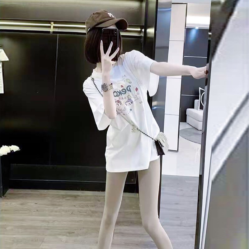 韩国卡通印花时尚短袖t恤女2024夏季新款洋气独特设计感简约上衣