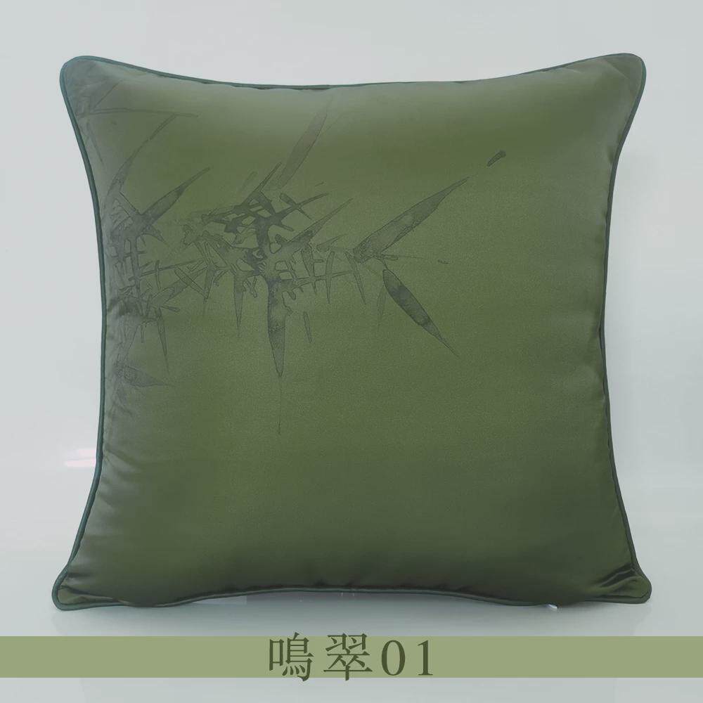 A10L新中式古典竹子茶室抱枕套靠垫套办公室沙发靠枕腰靠单面印花