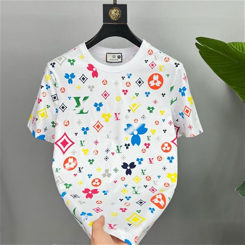 休闲简约时尚莱卡棉上衣服男大码高端短袖男士T恤夏季欧洲站潮牌