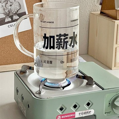 1000毫升大容量早日r退休刻度玻璃喝水杯子带盖带吸管杯办公室夏