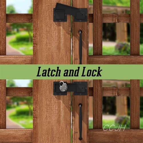 带挂锁孔翻转栅栏门闩重型金属翻转栅栏门闩哑光黑色门木制栅栏