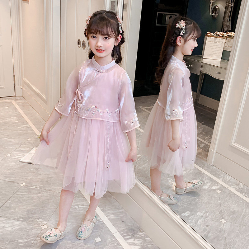 汉服女童2023新款超仙中大儿童连衣裙公主裙女孩唐装套装裙子夏装