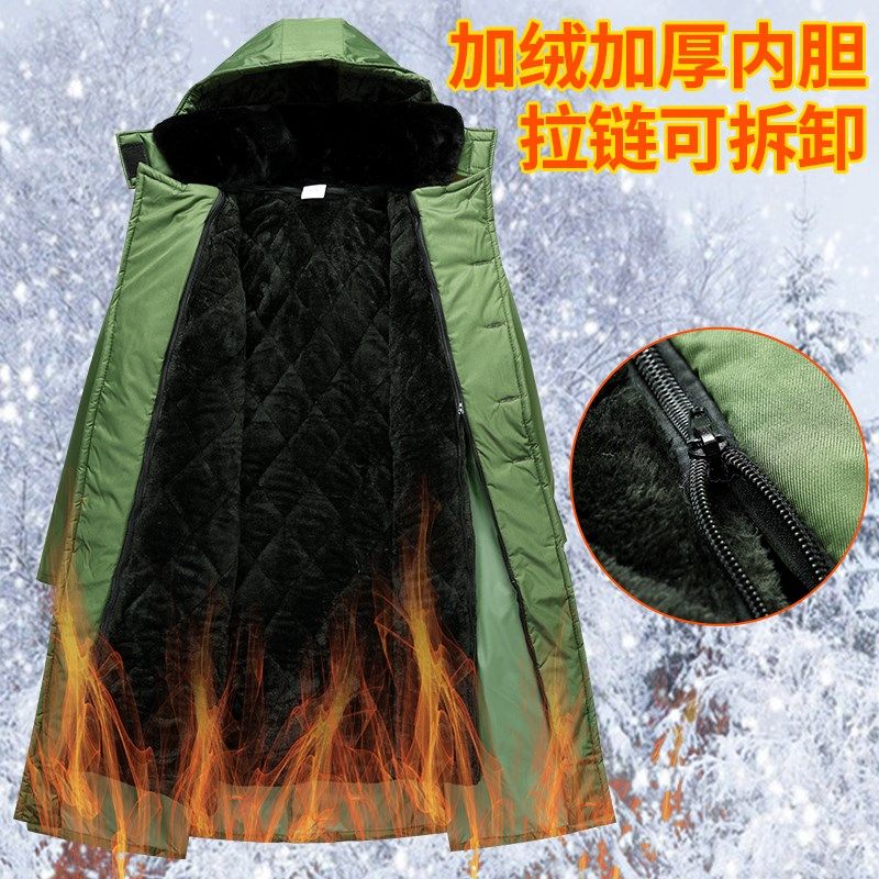 冬季军绿色大衣男棉大衣加绒加厚防水冷库过膝防寒可拆卸劳保棉袄,男装,棉衣,淘宝优惠券,粉丝福利购,淘宝优惠卷