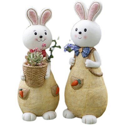 创意个性花园阳台大号可爱小兔子户外多肉植物花盆工艺礼品摆Z饰