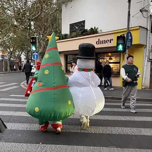 圣诞节麋鹿姜饼人服装派舞台氛围感道具圣诞老人亲子雪人充气衣服