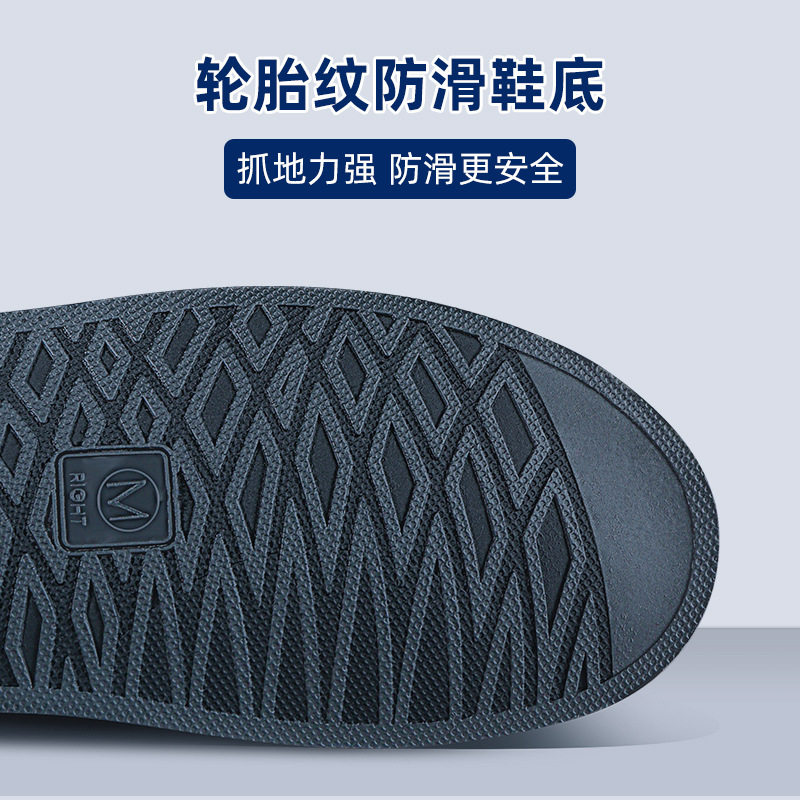 2023成人高筒防水鞋套户外骑行防滑加厚K耐磨底黑白雨鞋套中筒工