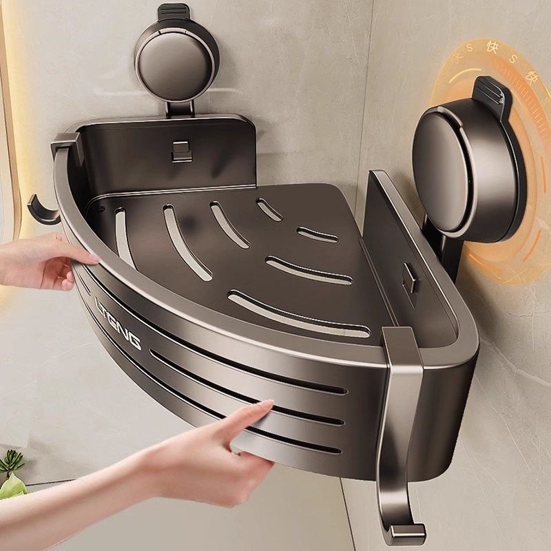 卫生间吸盘置物架免打孔壁挂式挂钩收纳架子厕所洗手间三角篮安装,家装主材,卫浴置物架,淘宝优惠券,粉丝福利购,淘宝优惠卷