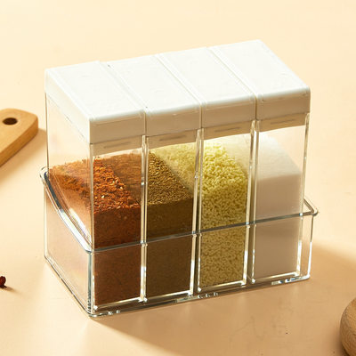 四格收纳神器调味罐调味盒调料盒组合家用厨房用品盐糖味精多格套