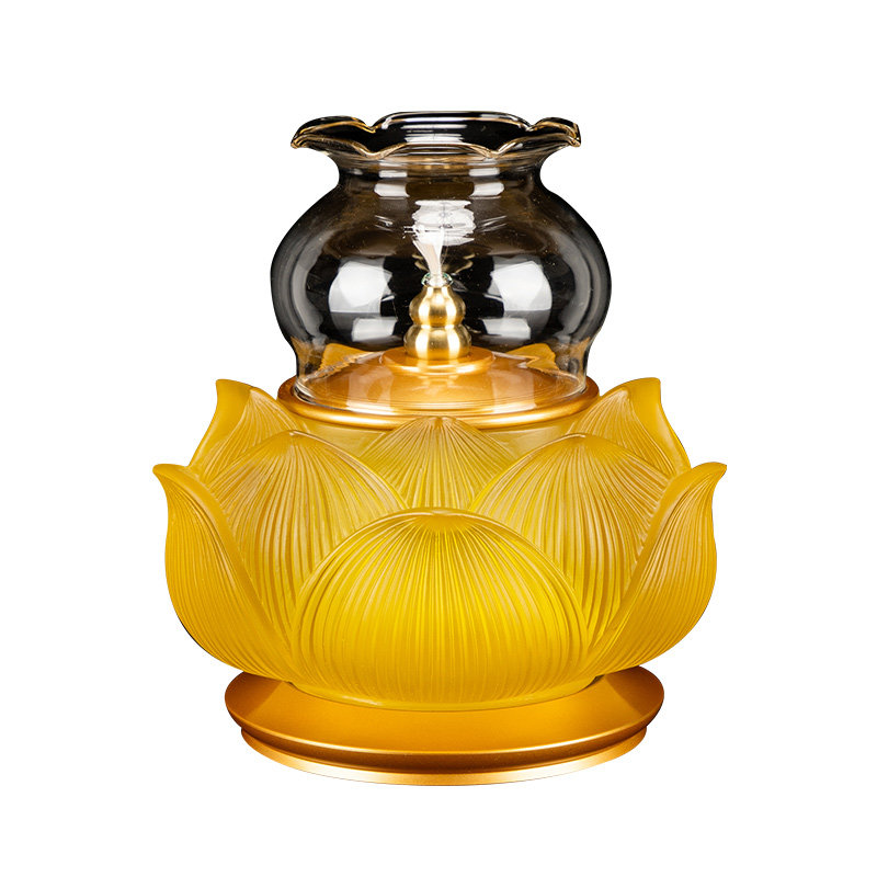 纯铜琉璃莲花酥油灯佛前供奉油灯防风可调节佛油灯盏长明灯摆件