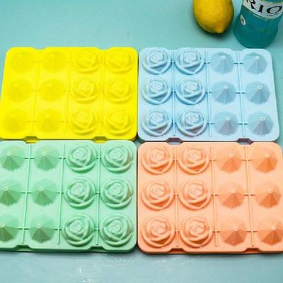 速发12 Grid Ice Making Moulds Roses Diamond Shape Ice Cube