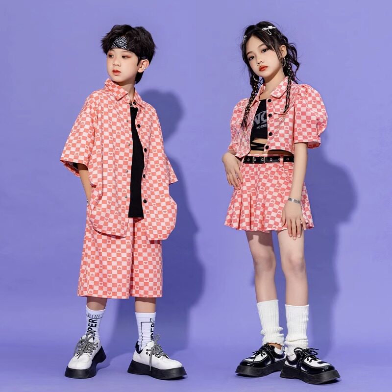 现货街舞幼儿潮h服酷帅男孩嘻哈hiphop潮酷套装爵士舞服装女孩表