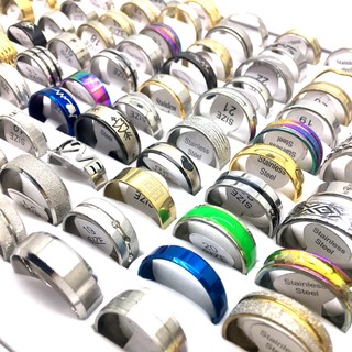 推荐MixMax 50PCs Men's Women's Stainless Steel Rings Mix Sty