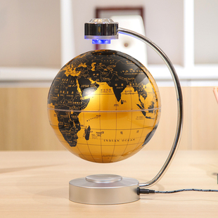 速发8寸磁悬浮地球仪单管发光自转学生用创意摆件家居生活装 饰