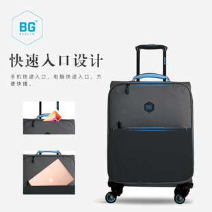 超轻前开口布行李软箱28大容量女20寸牛津布男侧开帆布登机箱静音