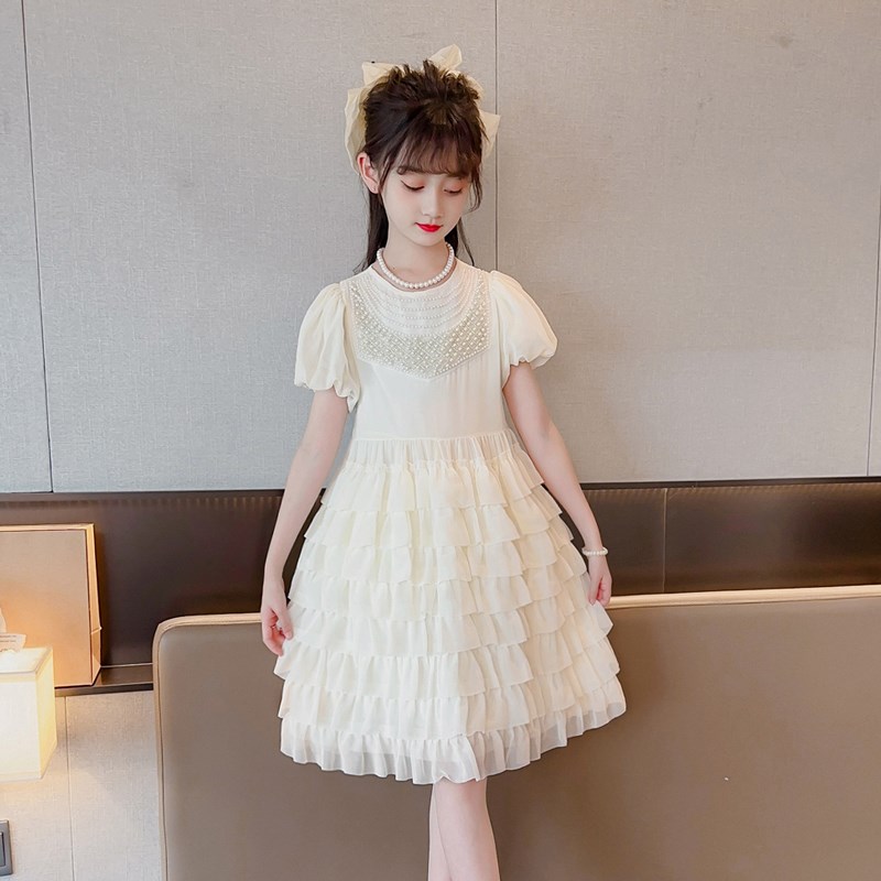 新品女童连衣裙h夏季洋气质雪纺公主裙中大童韩版演出服甜美超仙