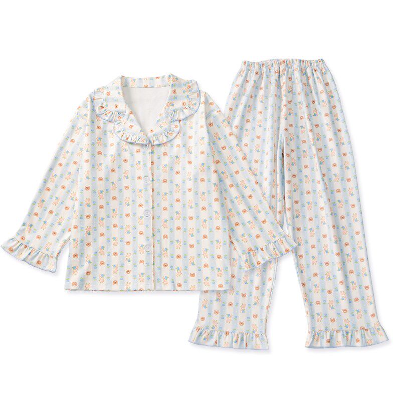 睡衣女小个子秋冬薄绒开衫卡通长袖家居服套装150矮个子冬季德绒