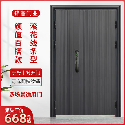 子母门防盗门入户门家用室外农村自建房别墅大门进户门对内双开门