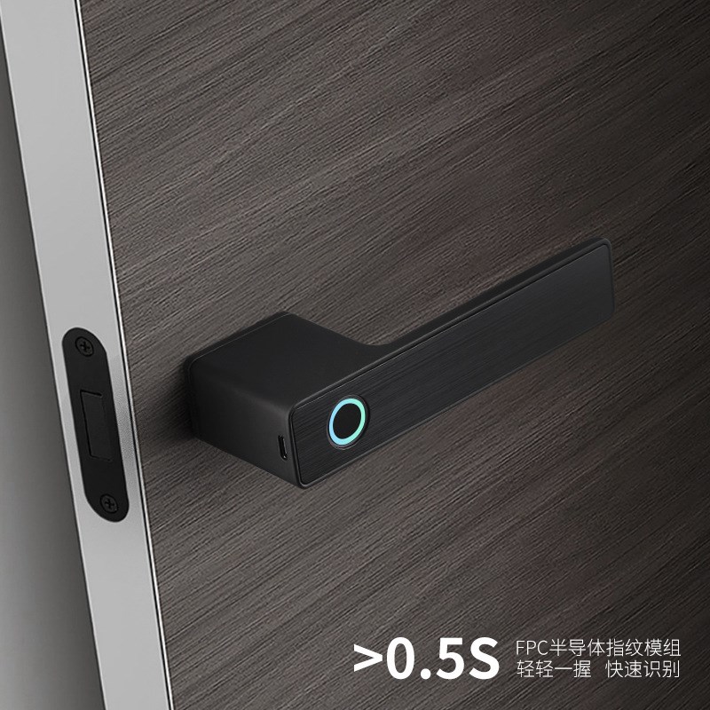 智能指纹门锁家用办公室木门房门室内卧室指纹锁门X把手极简门锁