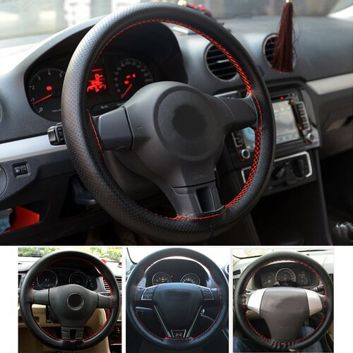 38cm Car Steering Wheel Cover Soft Leather DIY Sewing Kit Ha