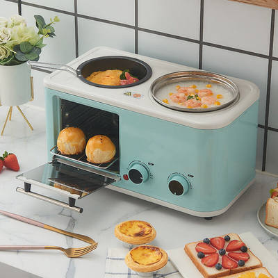 多功能早餐机家用四合一早餐机三合一烤面包机电烤箱草蓝色245*25