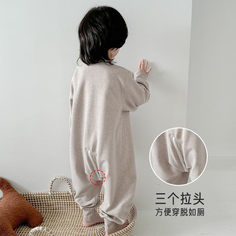 儿童睡袋保暖男童秋冬款德绒婴儿防踢被加绒加厚宝宝连体睡衣宽松