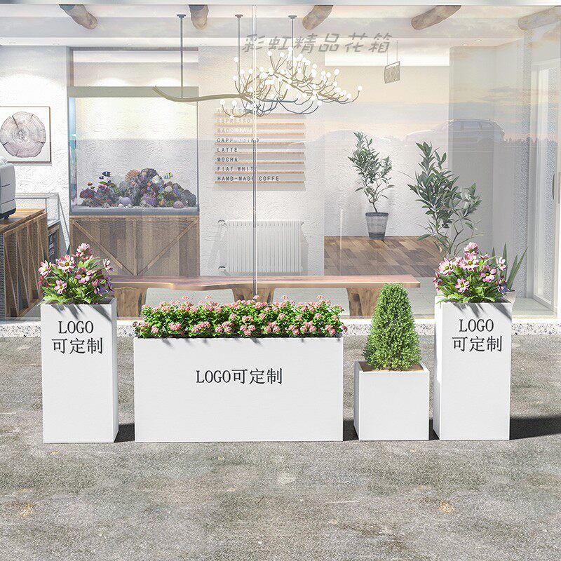 外摆镀锌板弧形铁艺篱笆月季304不锈钢白色小院花箱围栏栅栏户外