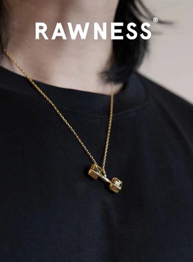 新品十二星座「哑铃项链」钛钢健身吊坠女情侣款520礼物男款RAWNE