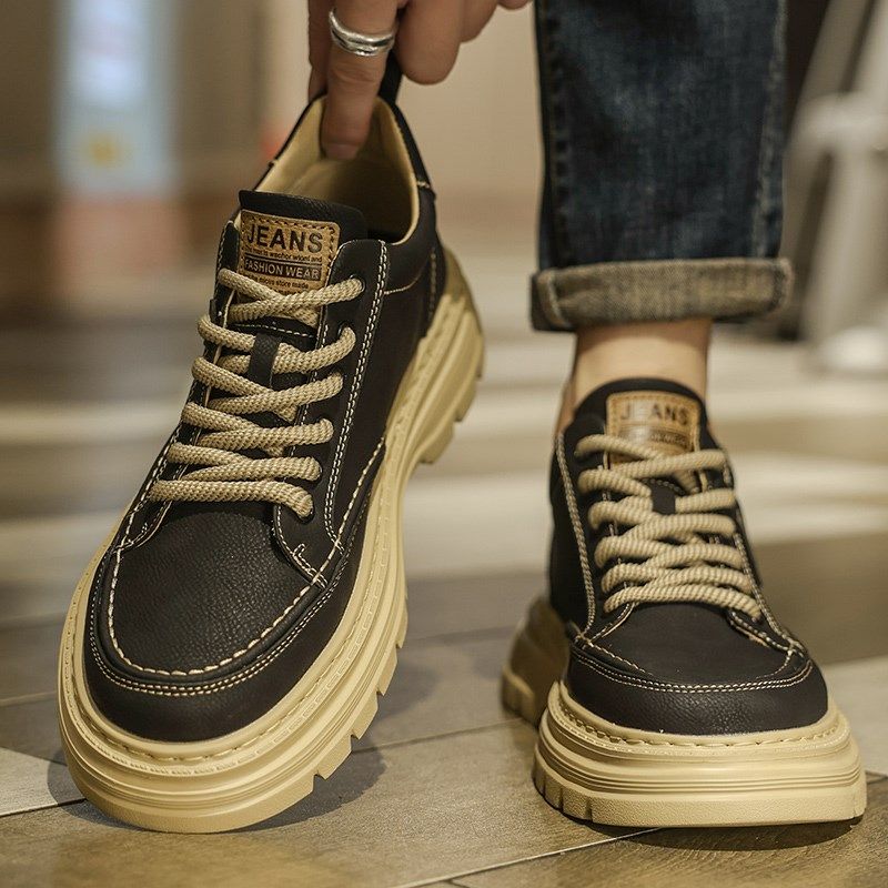 马丁靴男低帮2024新款男士英伦工装皮鞋秋季男鞋休闲马丁鞋子男款